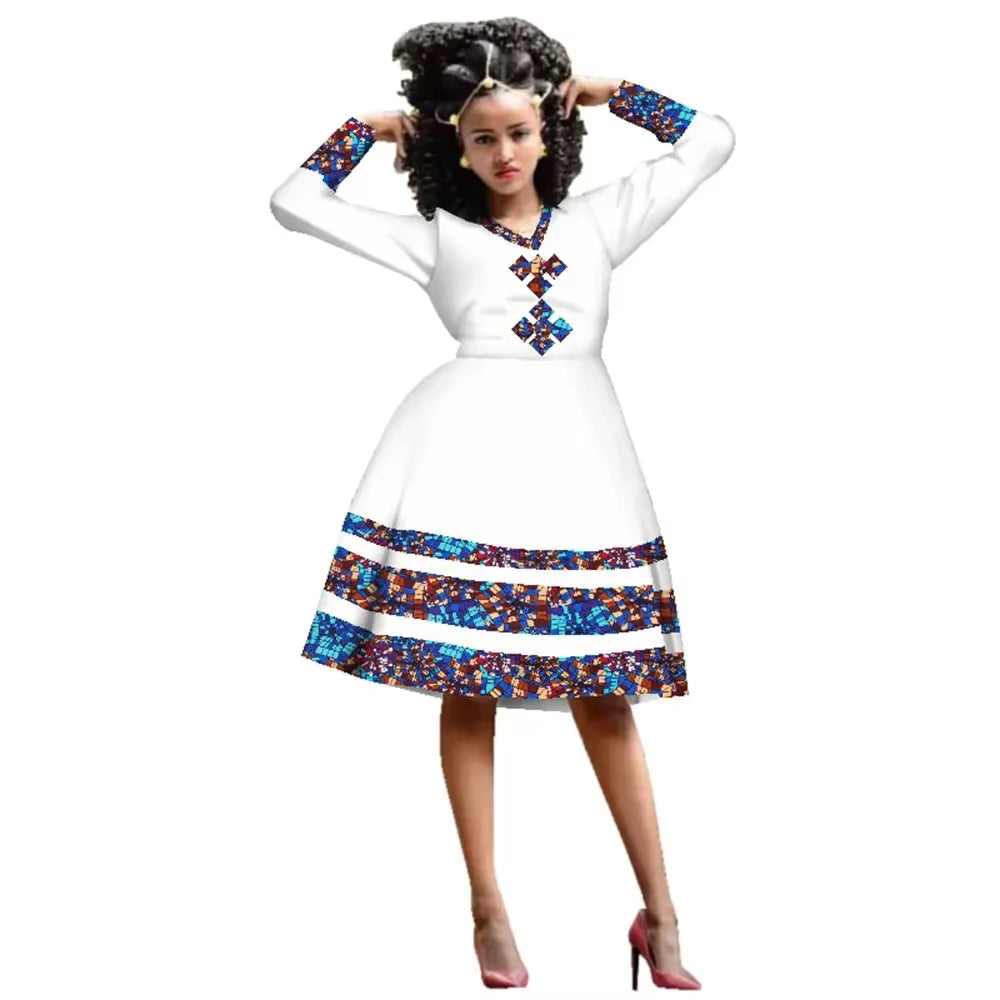 African Dress for Women Wax Print Dresses Dashiki plus Size Africa Style Clothing for Women Office Dress WY3001