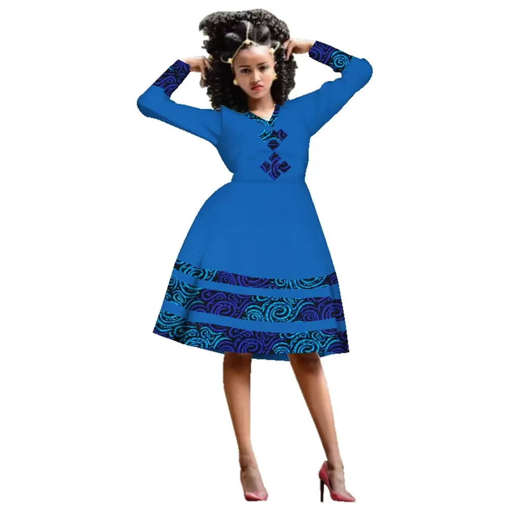 African Dress for Women Wax Print Dresses Dashiki plus Size Africa Style Clothing for Women Office Dress WY3001