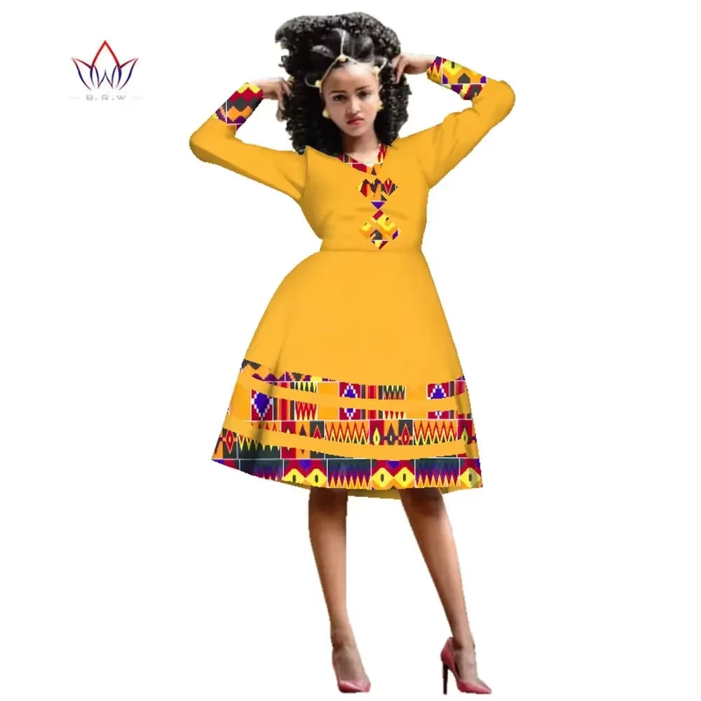 African Dress for Women Wax Print Dresses Dashiki plus Size Africa Style Clothing for Women Office Dress WY3001