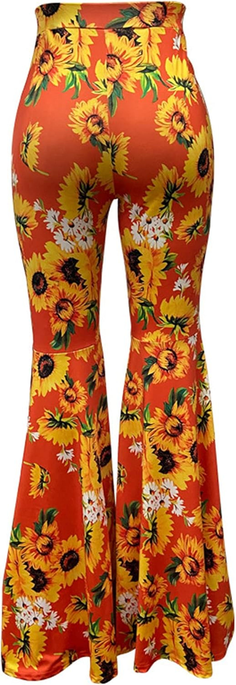 Women High Waisted Fit Flare Ethnic Paisley Floral Bell Bottoms Yoga Pants Flared Leggings