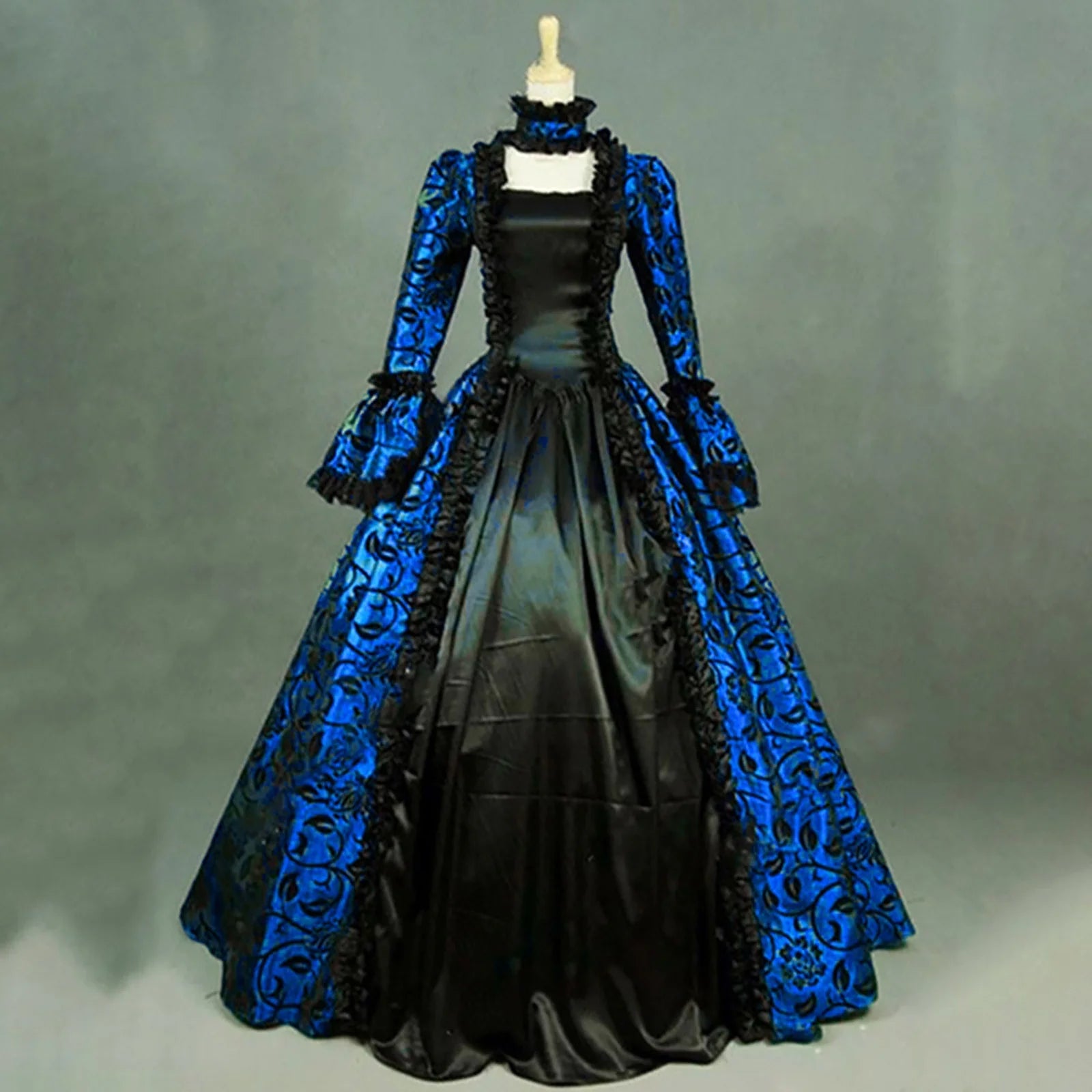 Women'S Fall Winter Retro Dress Lace up Ball Long Sleeve Gowns Dresses Ladies Evening Party Dress Formal Evening Dress Fall Winter Gothic Retro Floral Print Ball Gowns Gowns Dress
