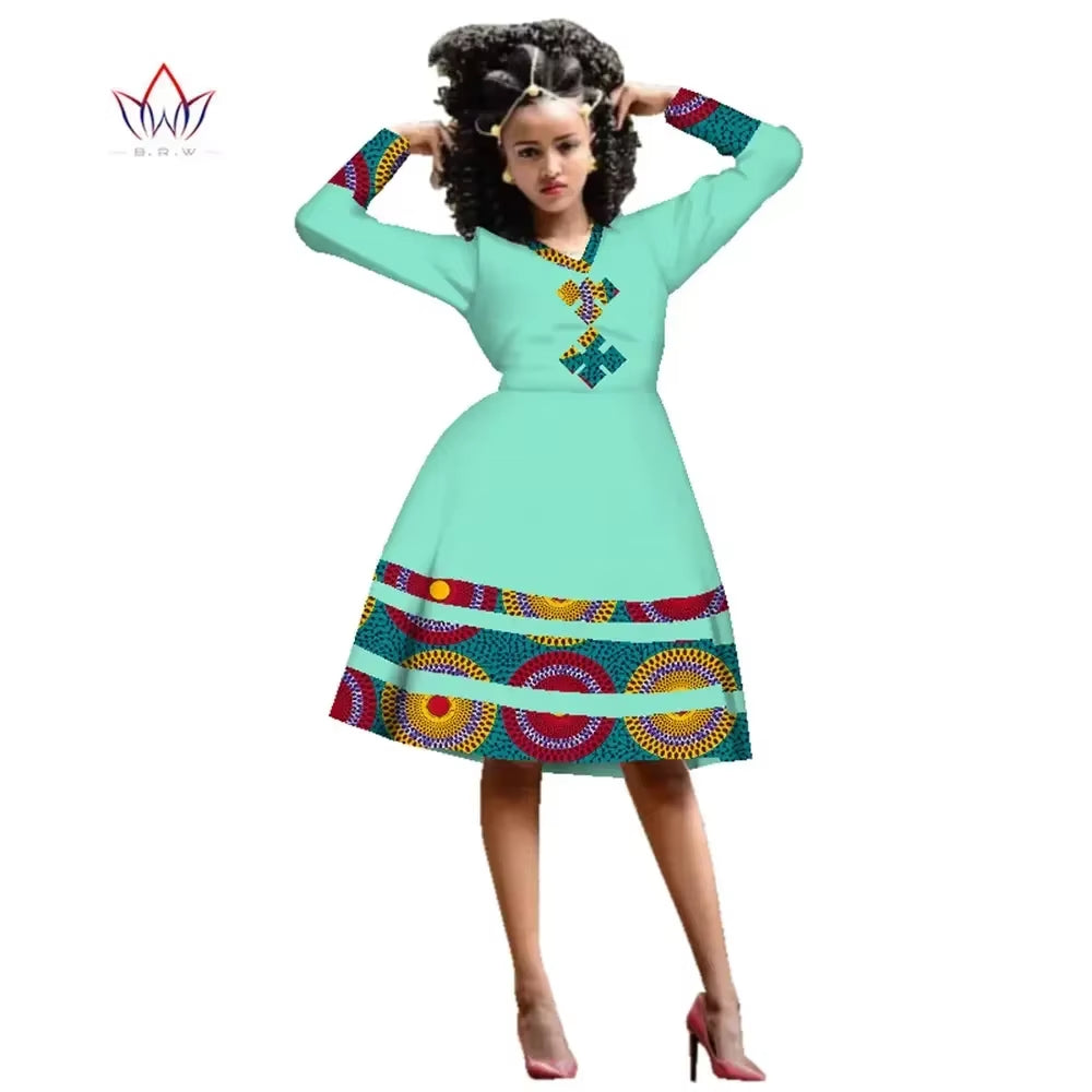 African Dress for Women Wax Print Dresses Dashiki plus Size Africa Style Clothing for Women Office Dress WY3001