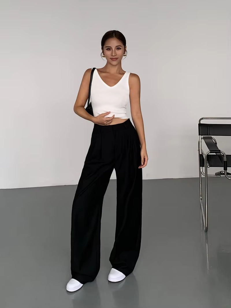 Multicolor Office High-Waisted Wide-Leg Suit Pants Women'S 2025 Autumn Loose and Drape Casual Straight Mopping Trousers