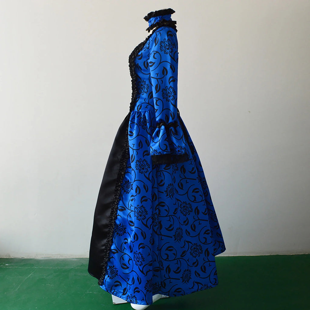 Women'S Fall Winter Retro Dress Lace up Ball Long Sleeve Gowns Dresses Ladies Evening Party Dress Formal Evening Dress Fall Winter Gothic Retro Floral Print Ball Gowns Gowns Dress